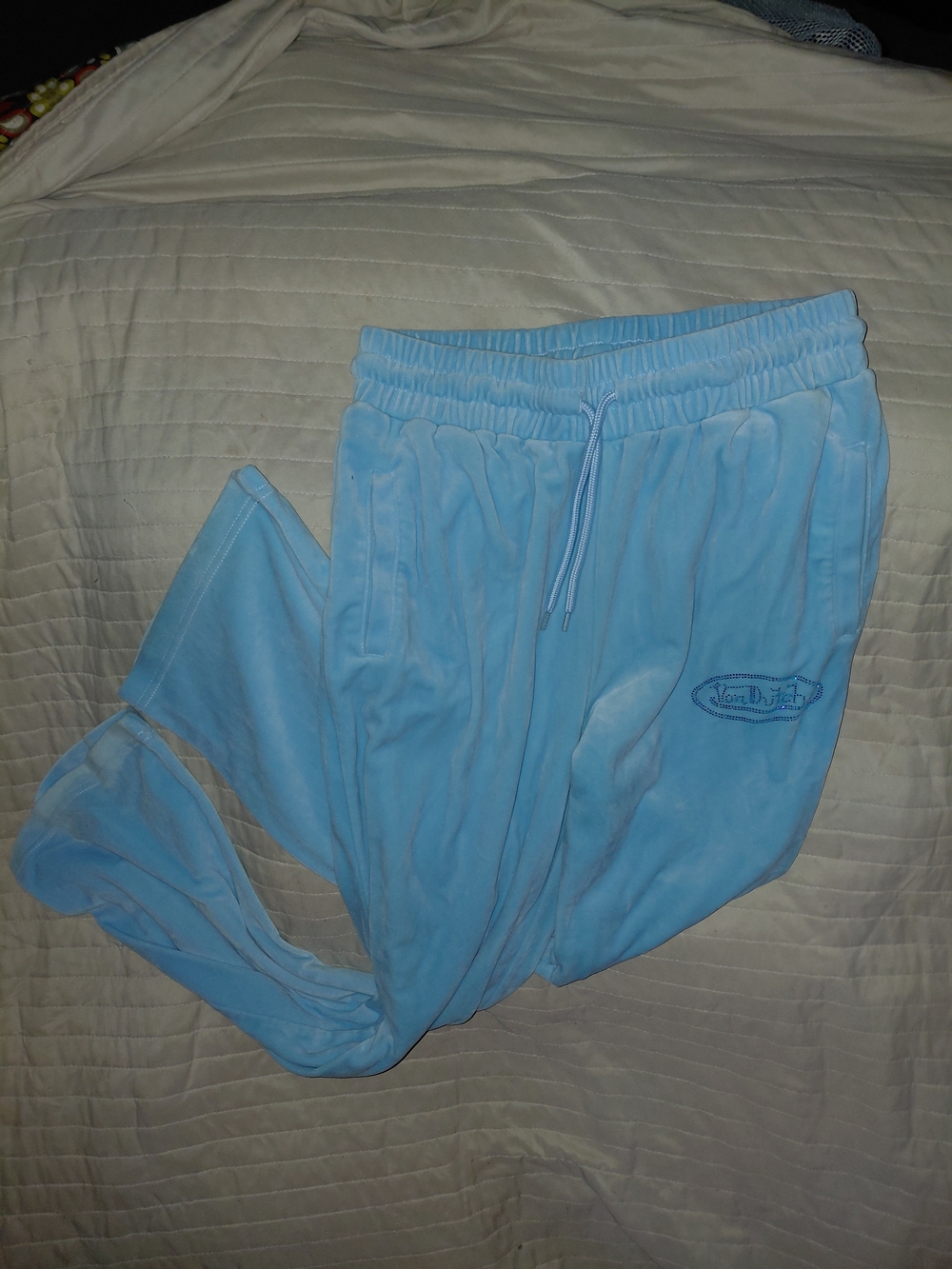 Von Dutch Light Blue Velour Hoodie & Joggers - Picture 5 of 10